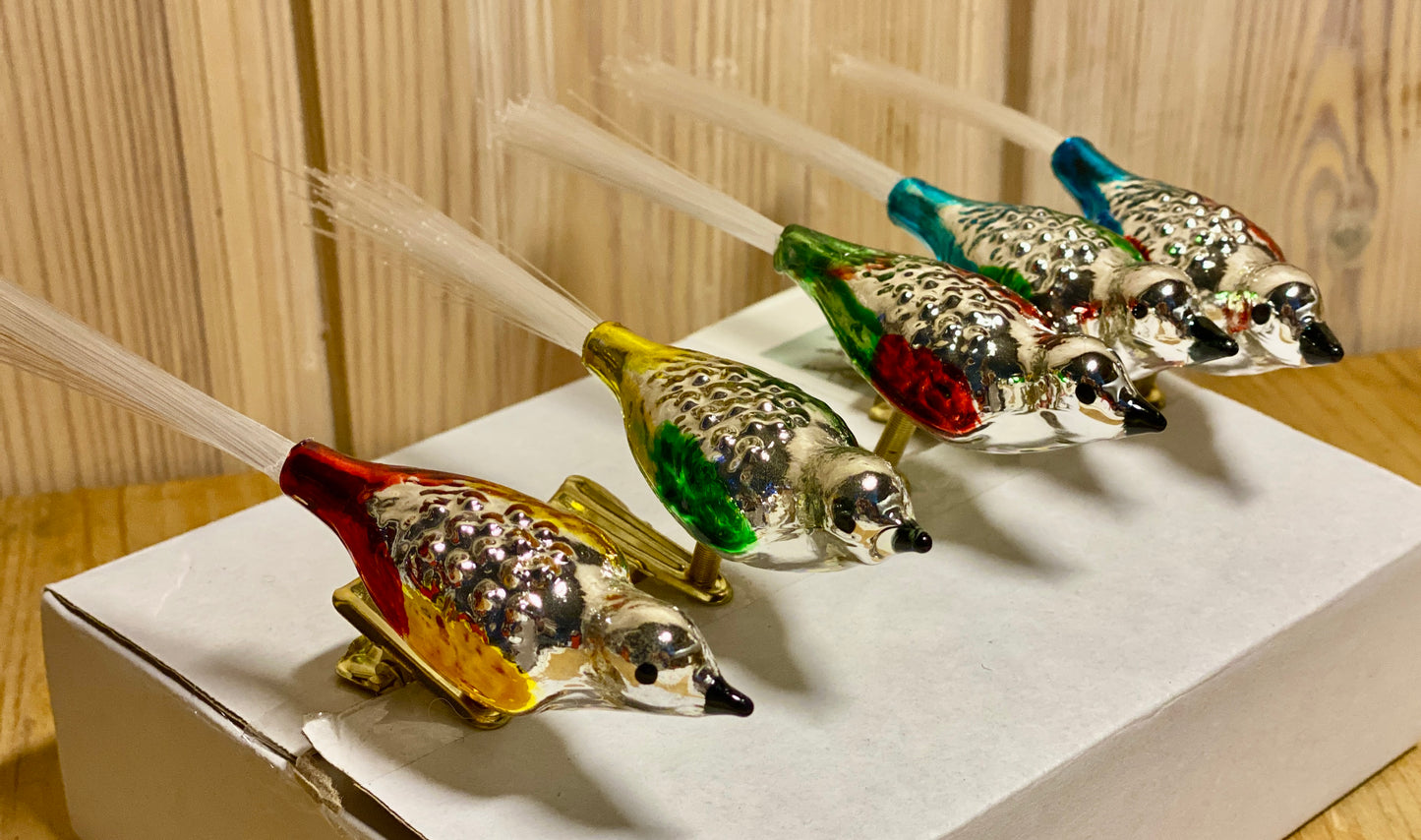 5 vintage glassfugler - Div. JUL